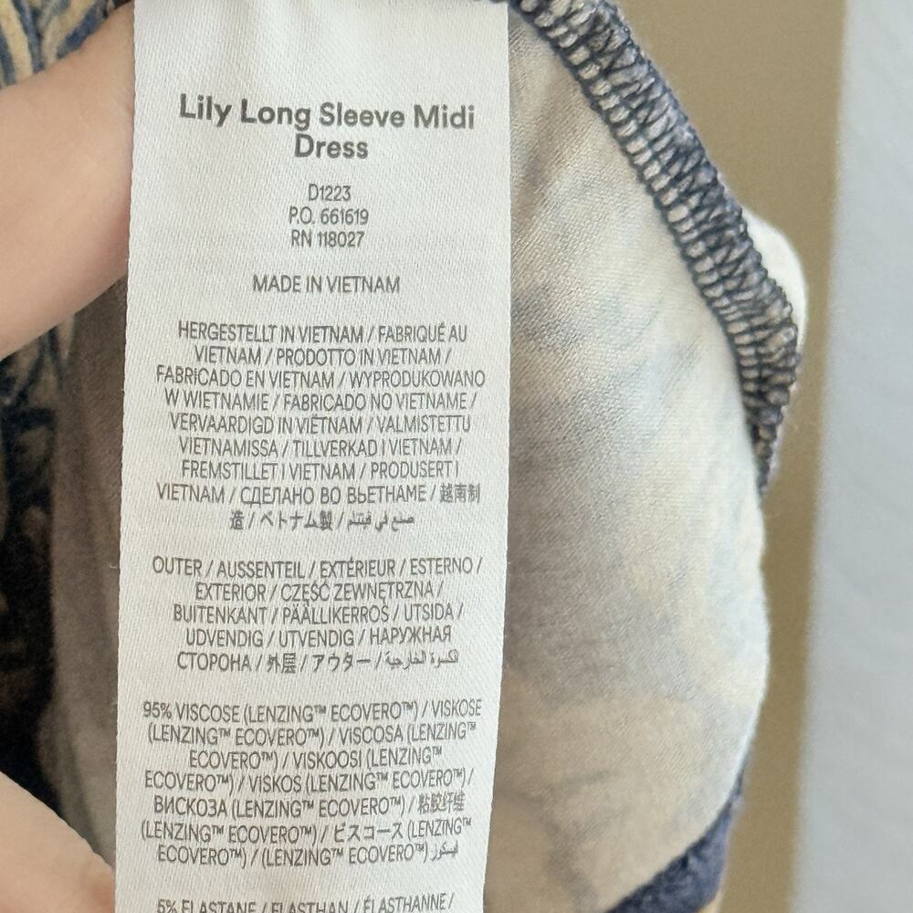 Boden Lily Midi Dress US 16-18R Navy Brown Floral Boho Jersey Fall Stretch - Picture 8 of 15